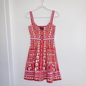 Saloni Fara button front sleeveless dress great condition red and blue pockets